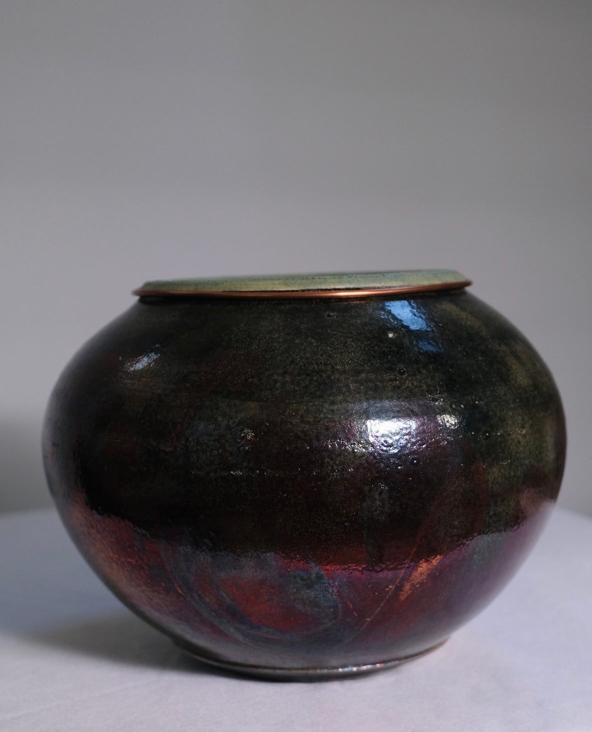 “Curtis Scott” Multicolored Raku Pot