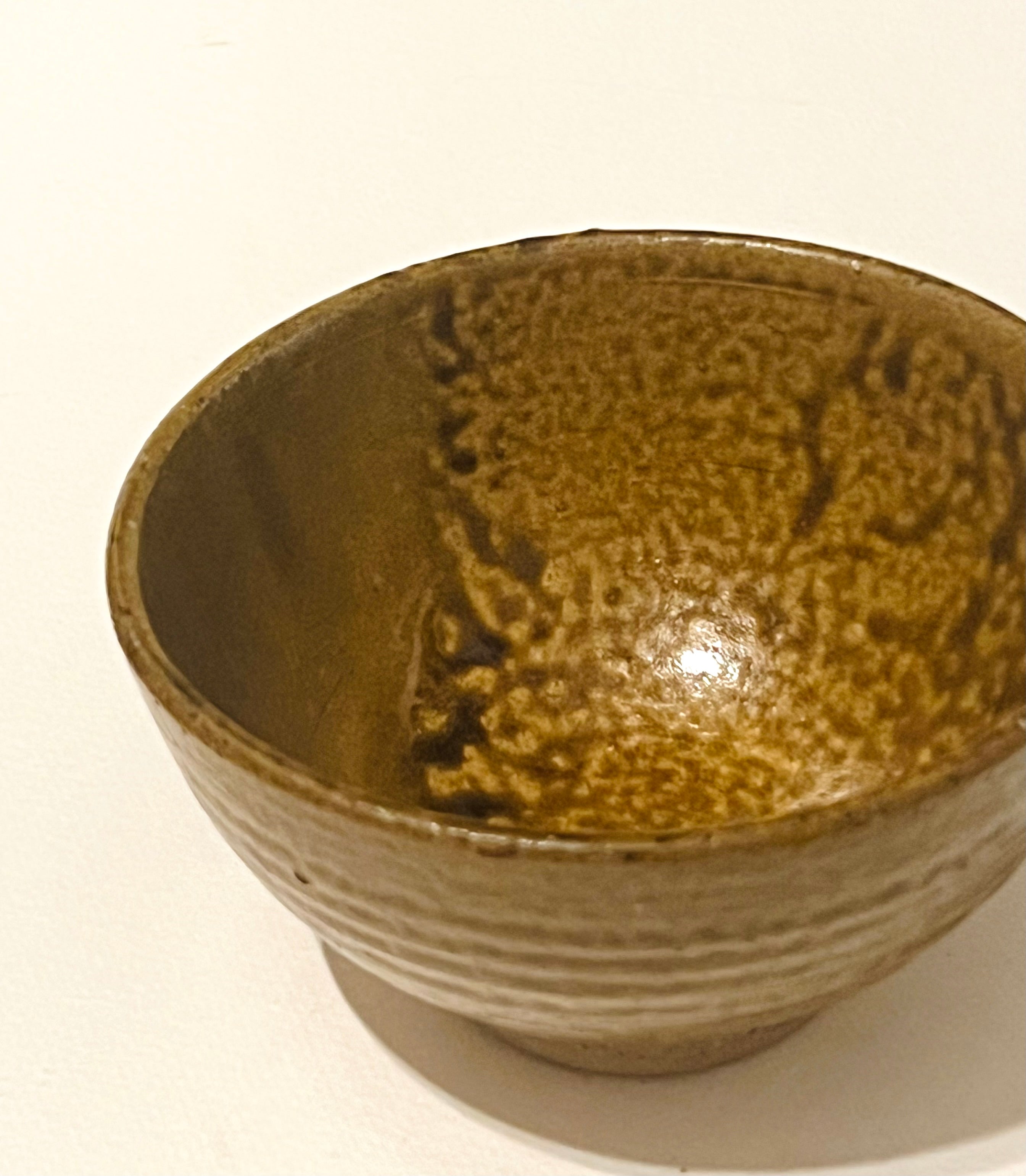 Miniature Brown Ribbed Bowl (Vintage)