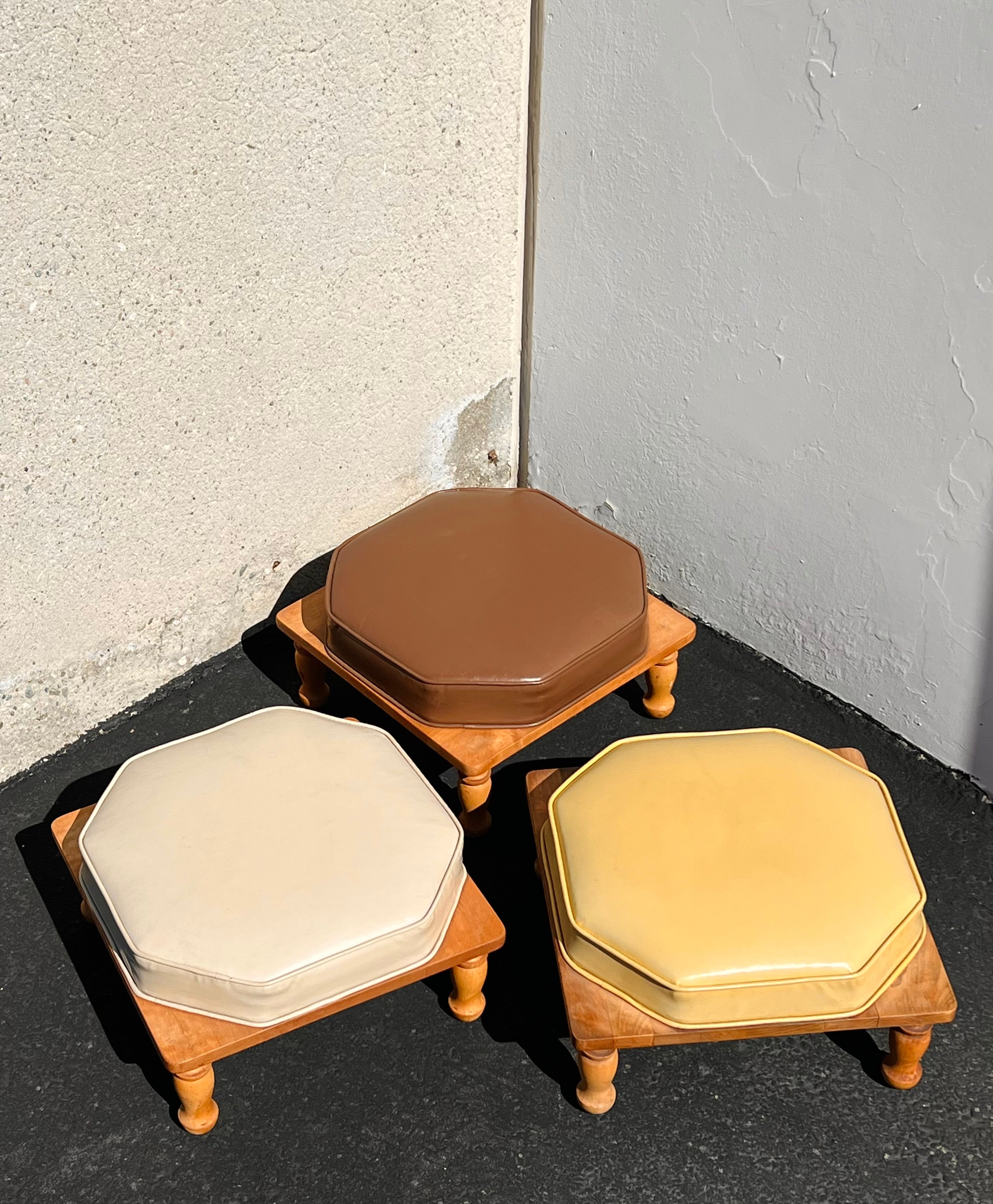 Mini Set of 3 MCM “Ethan Allen” Stacking Baumritter Foot Stools/Ottomans (Vintage)