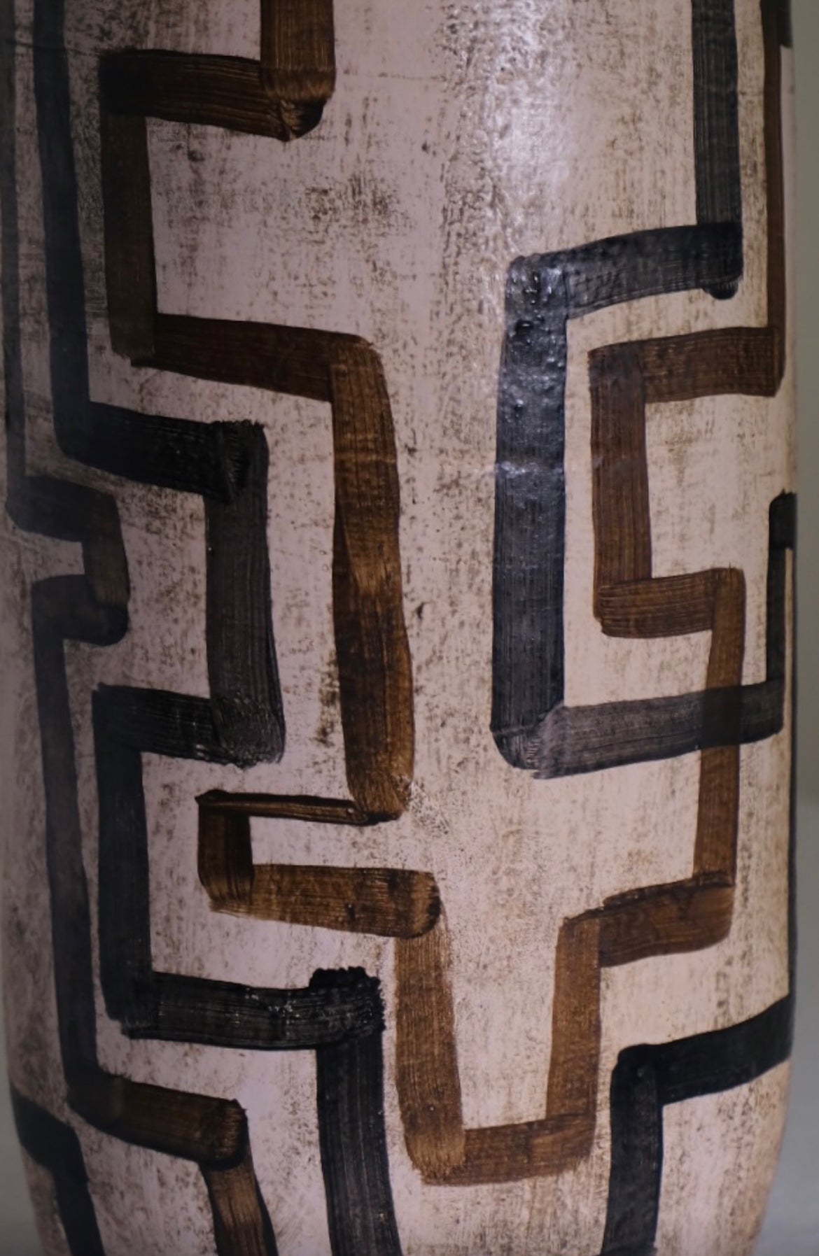 “Grid Line” Cream Abstract Studio Pottery Vase