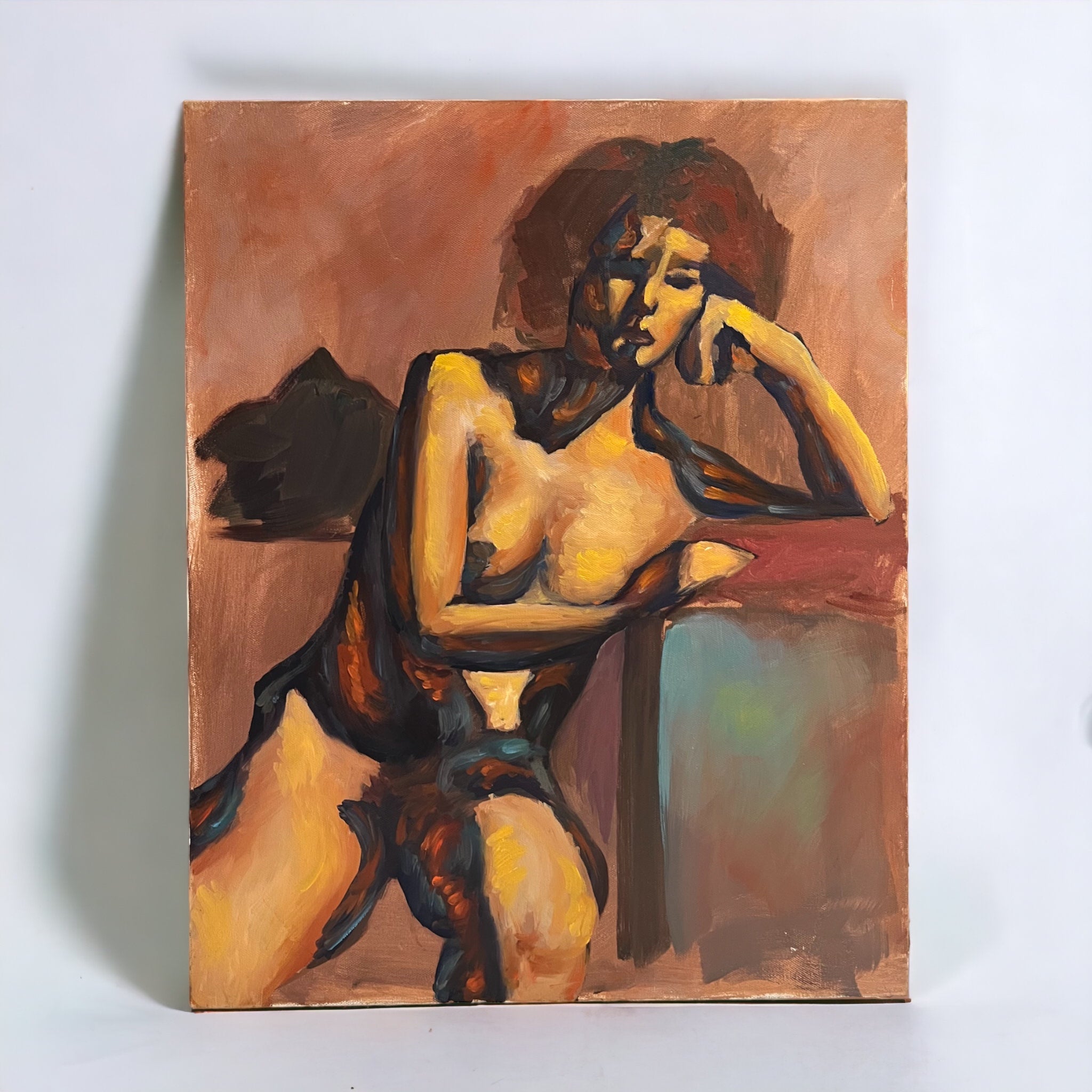 Orange Nude Women Abstraction (Pair)