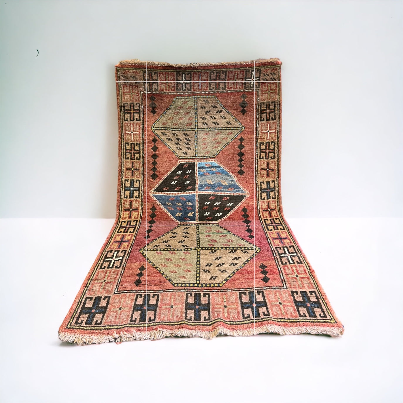 Geometric Salmon Oriental Area Rug