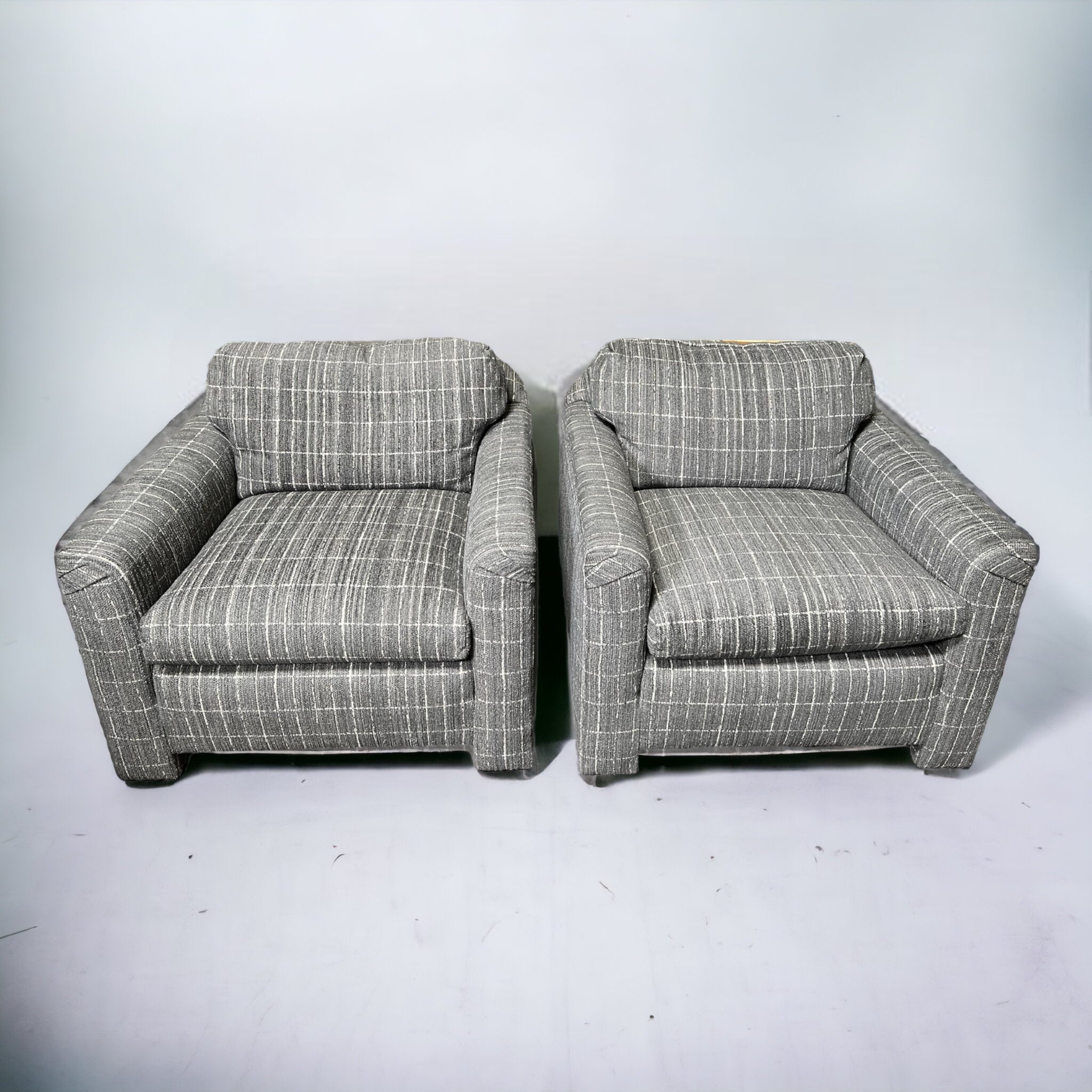 Grey Cube Ralph Lauren Reupholstered Chairs (Pair)