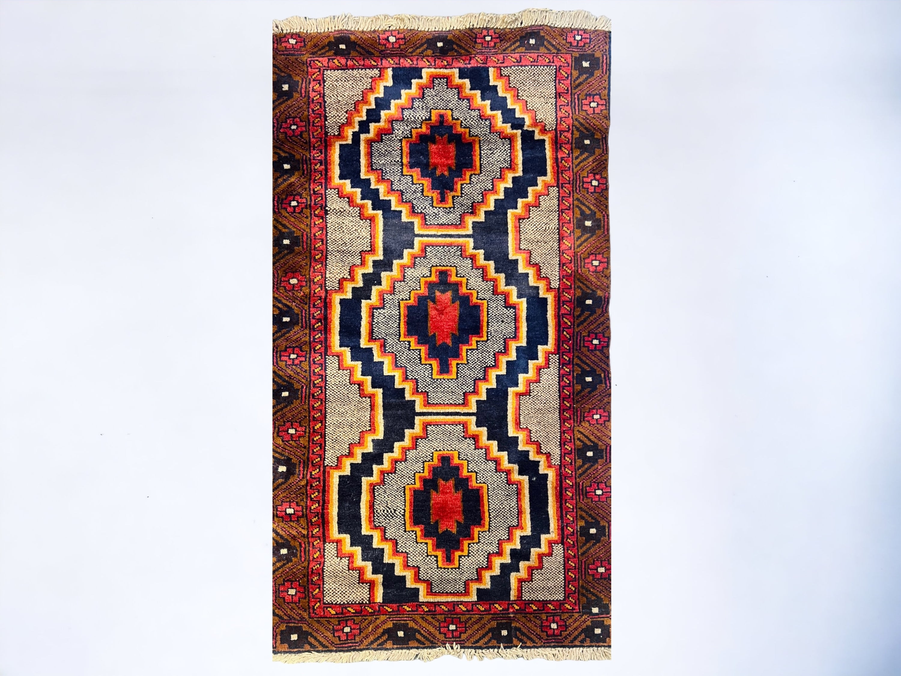 Vintage Gabbeh Geometric Small Sunset Area Rug