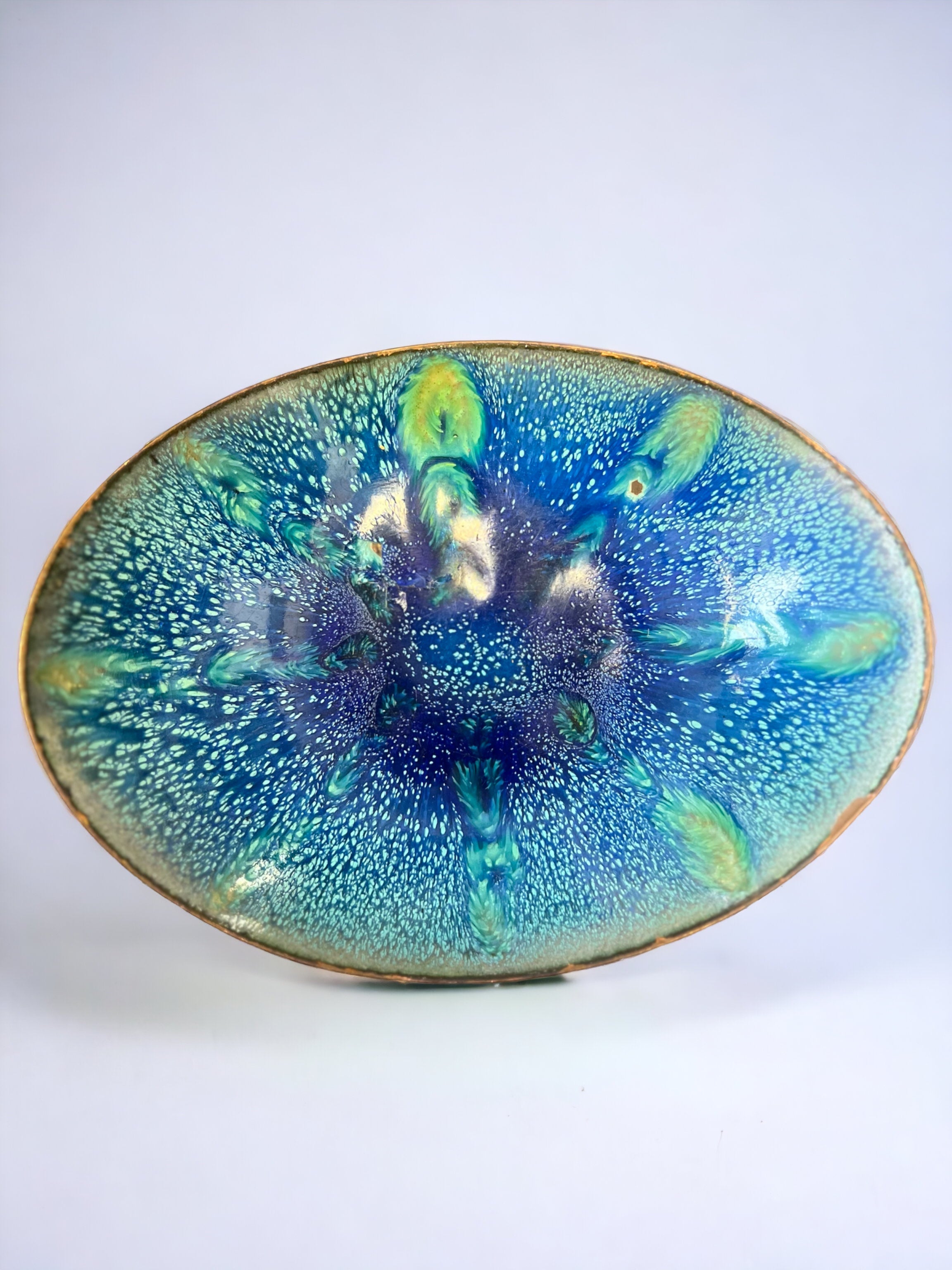 1970s Blue Watercolor Enamel Dish (Vintage)