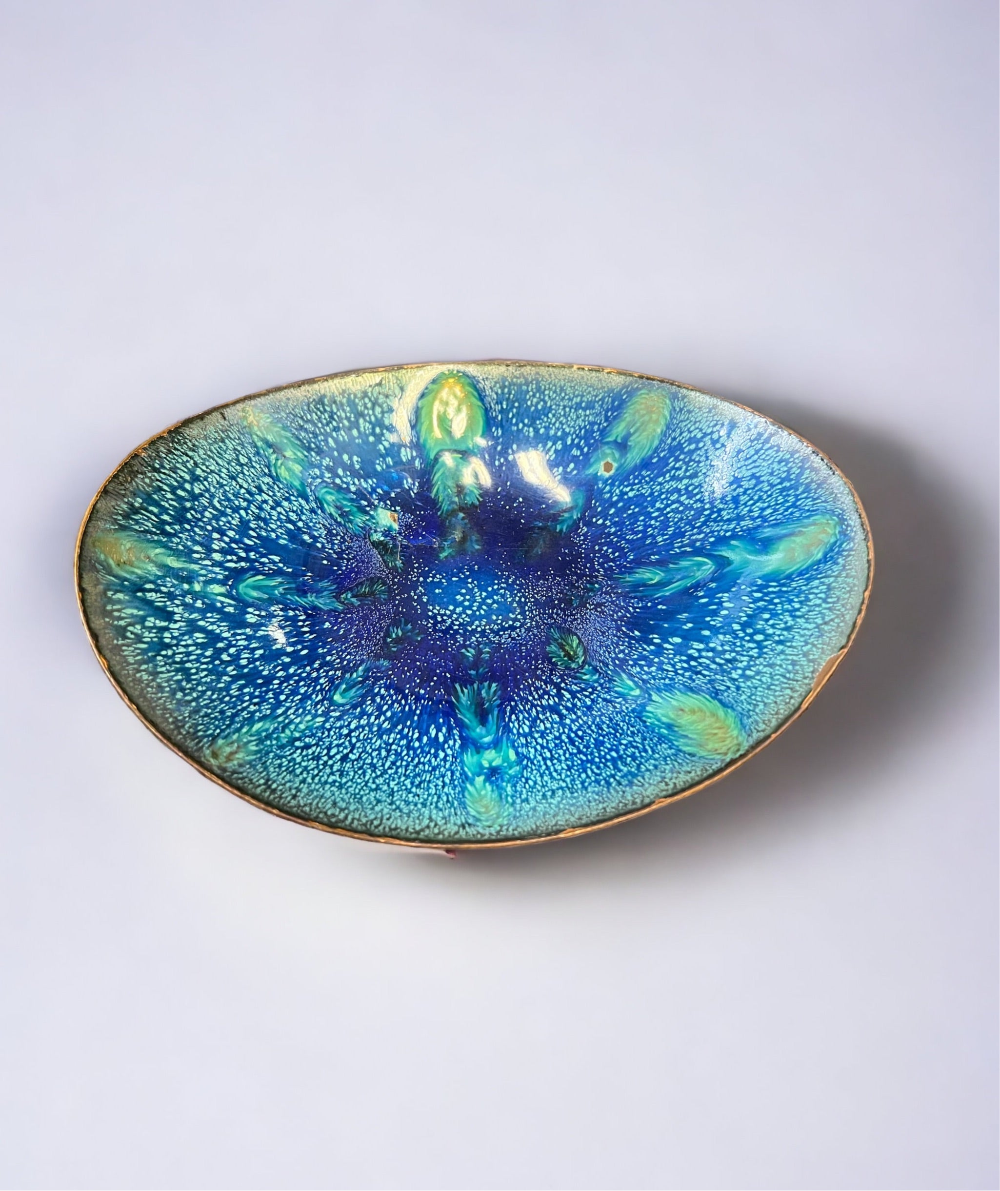 1970s Blue Watercolor Enamel Dish (Vintage)