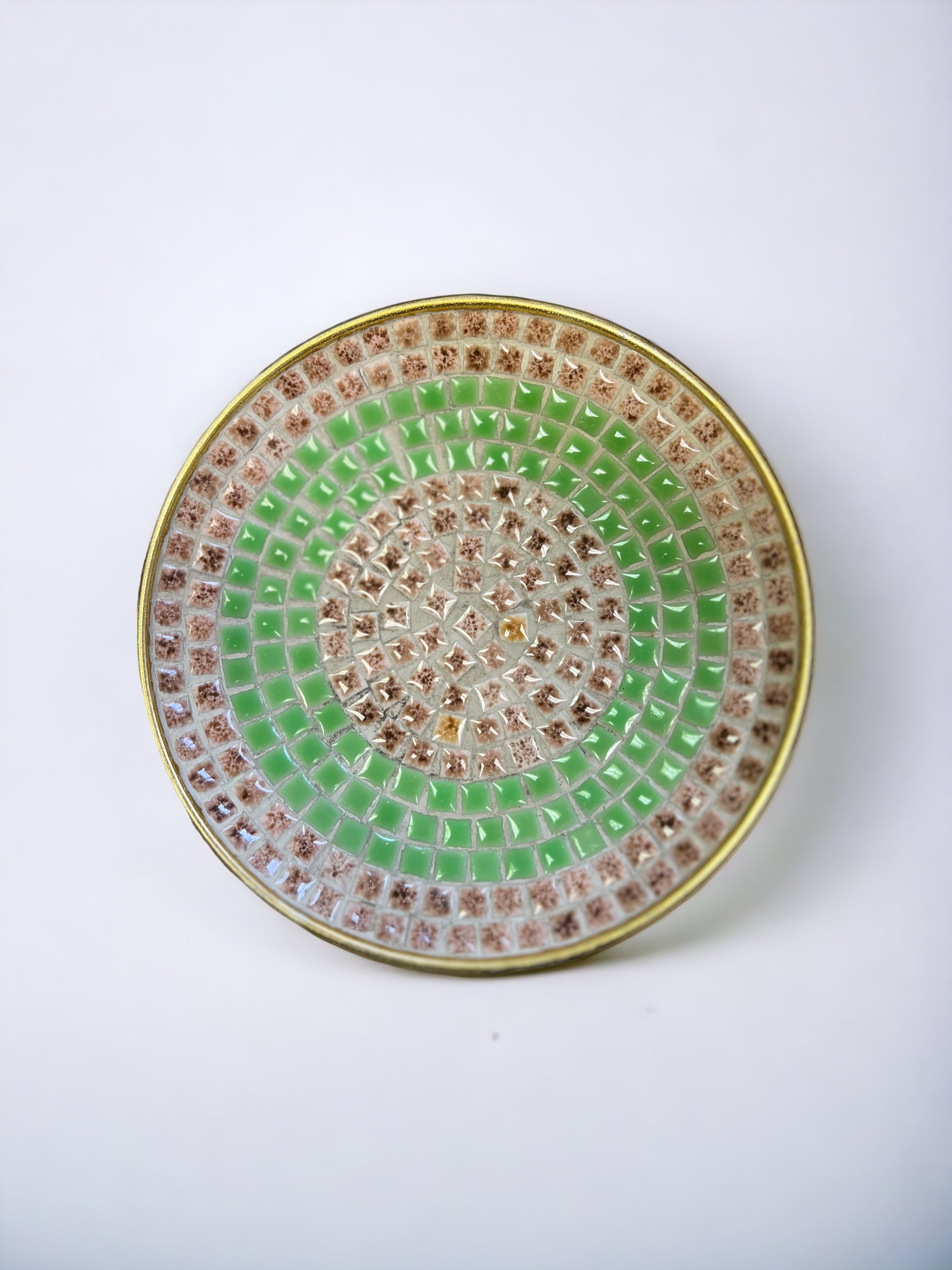 Green And Cream Mosaic Tile Plate