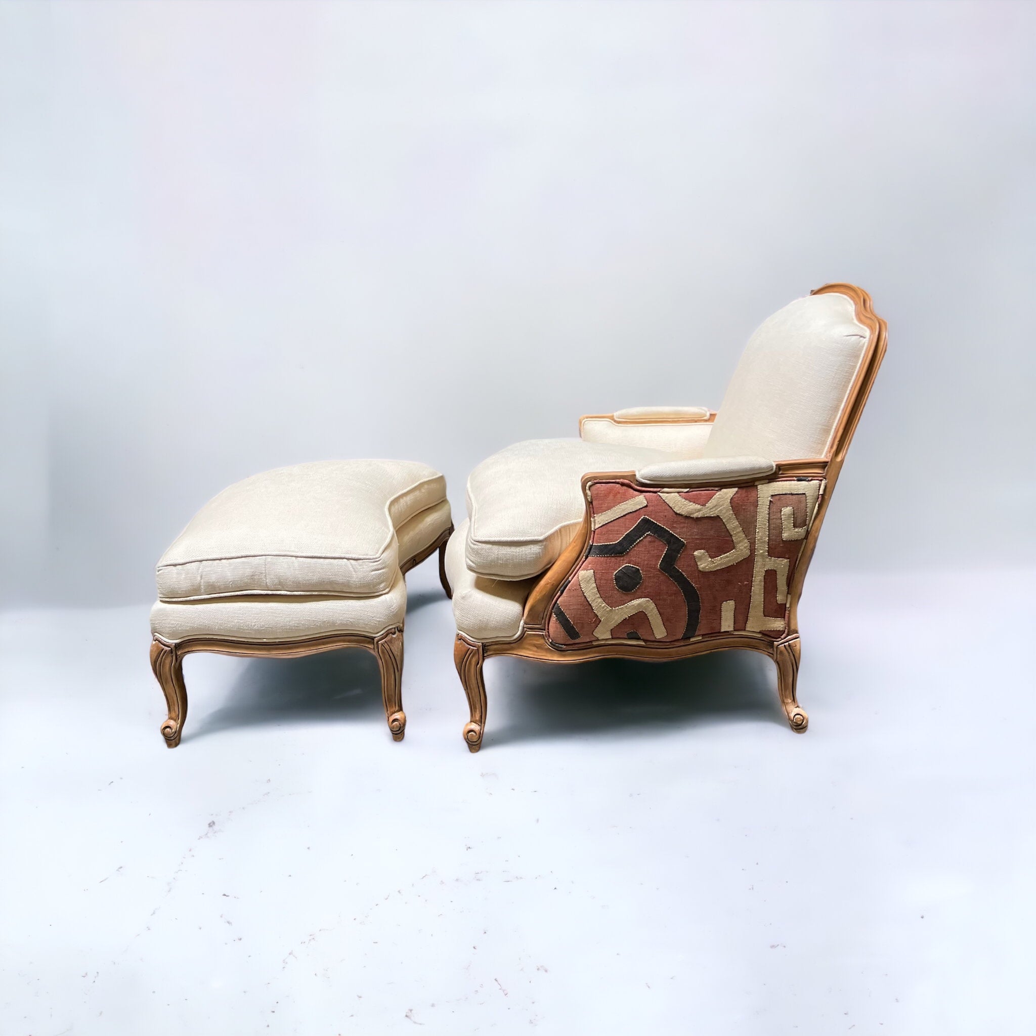 Kuba Cloth Chair + Ottoman (Vintage)