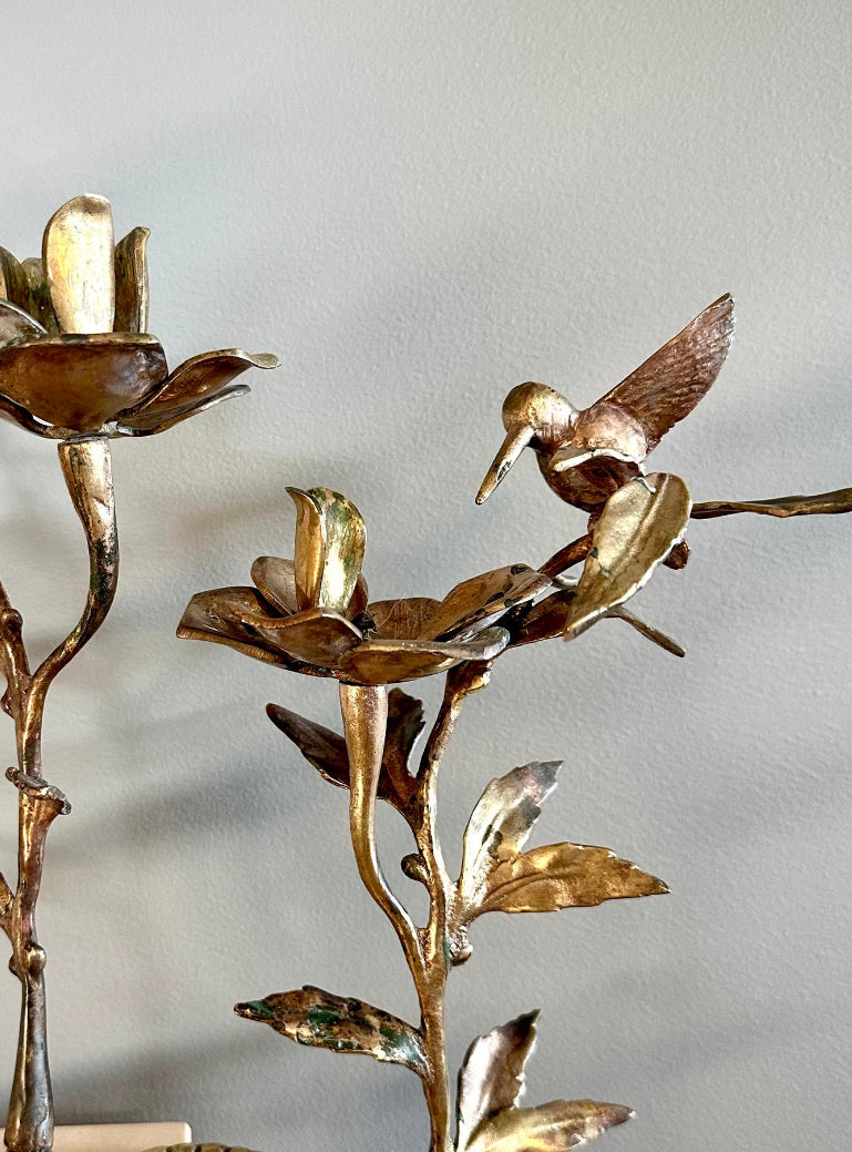 “As is” Brass Hummingbird Candlestick Holders (Pair)(Vintage)