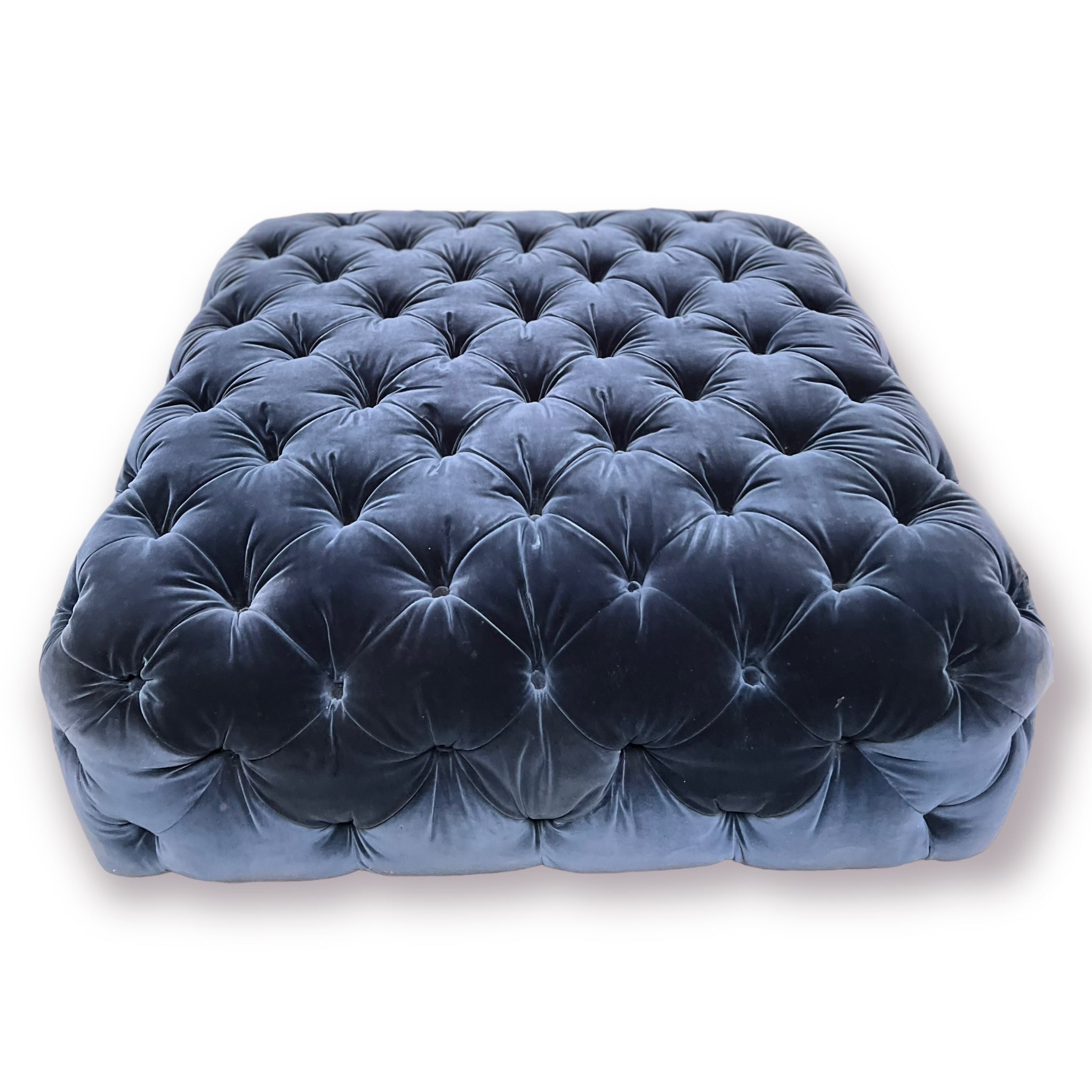 Navy Pin cushion Velvet  Ottoman (sold)