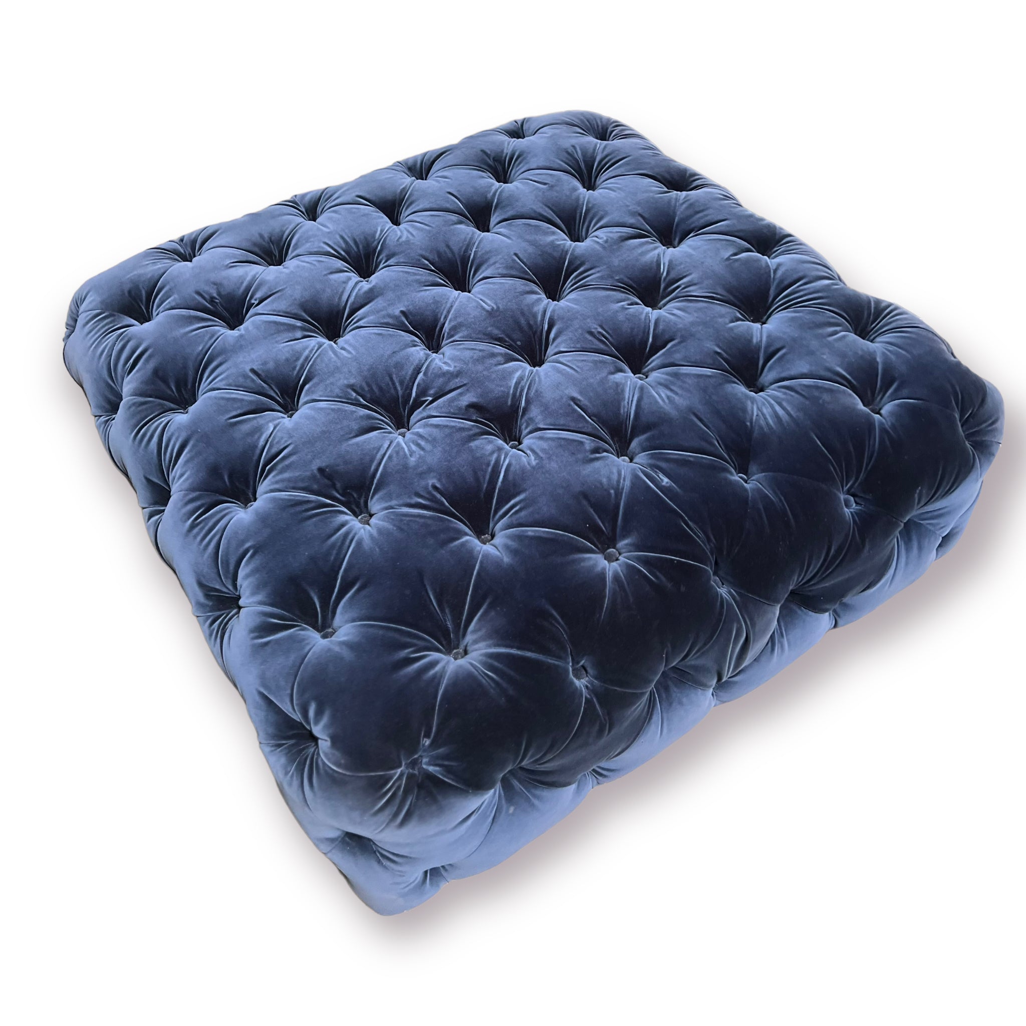 Navy Pin cushion Velvet  Ottoman (sold)