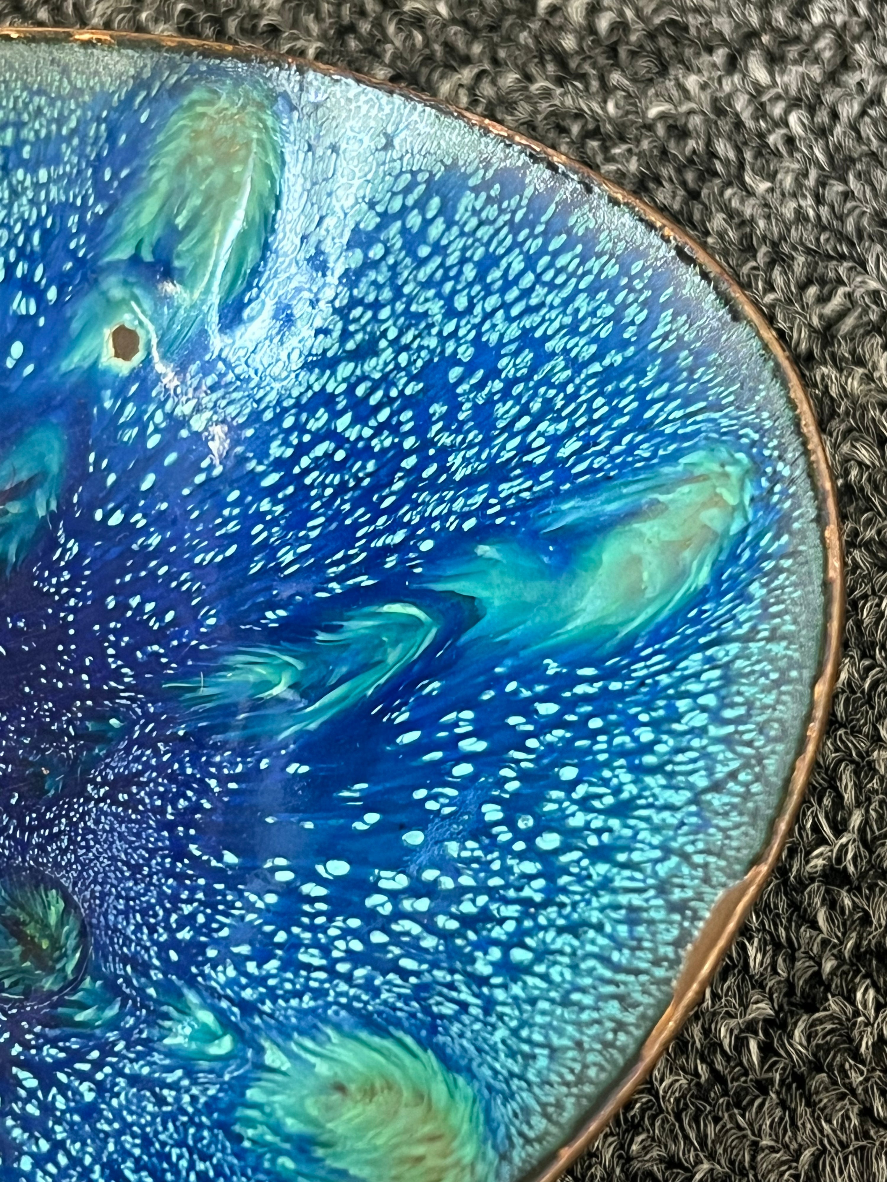 1970s Blue Watercolor Enamel Dish (Vintage)