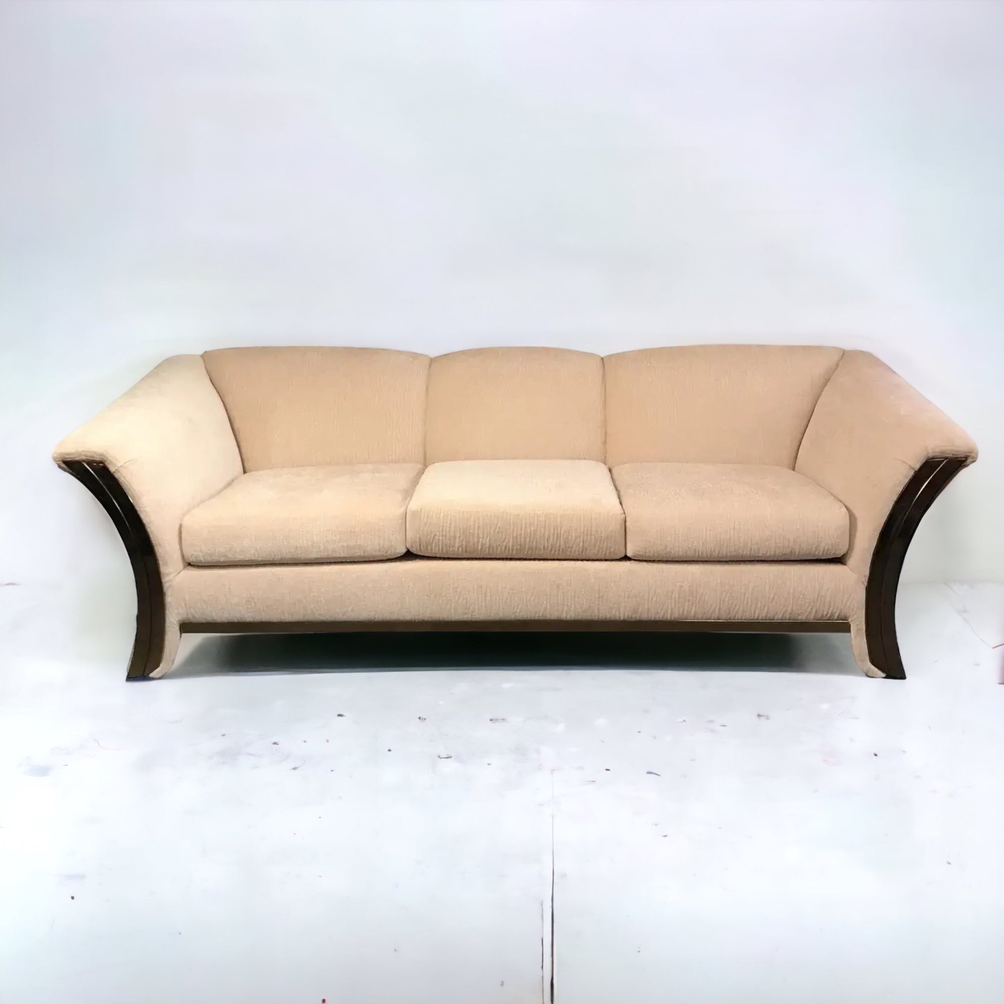 Mid-Century Brass Trim Sofa