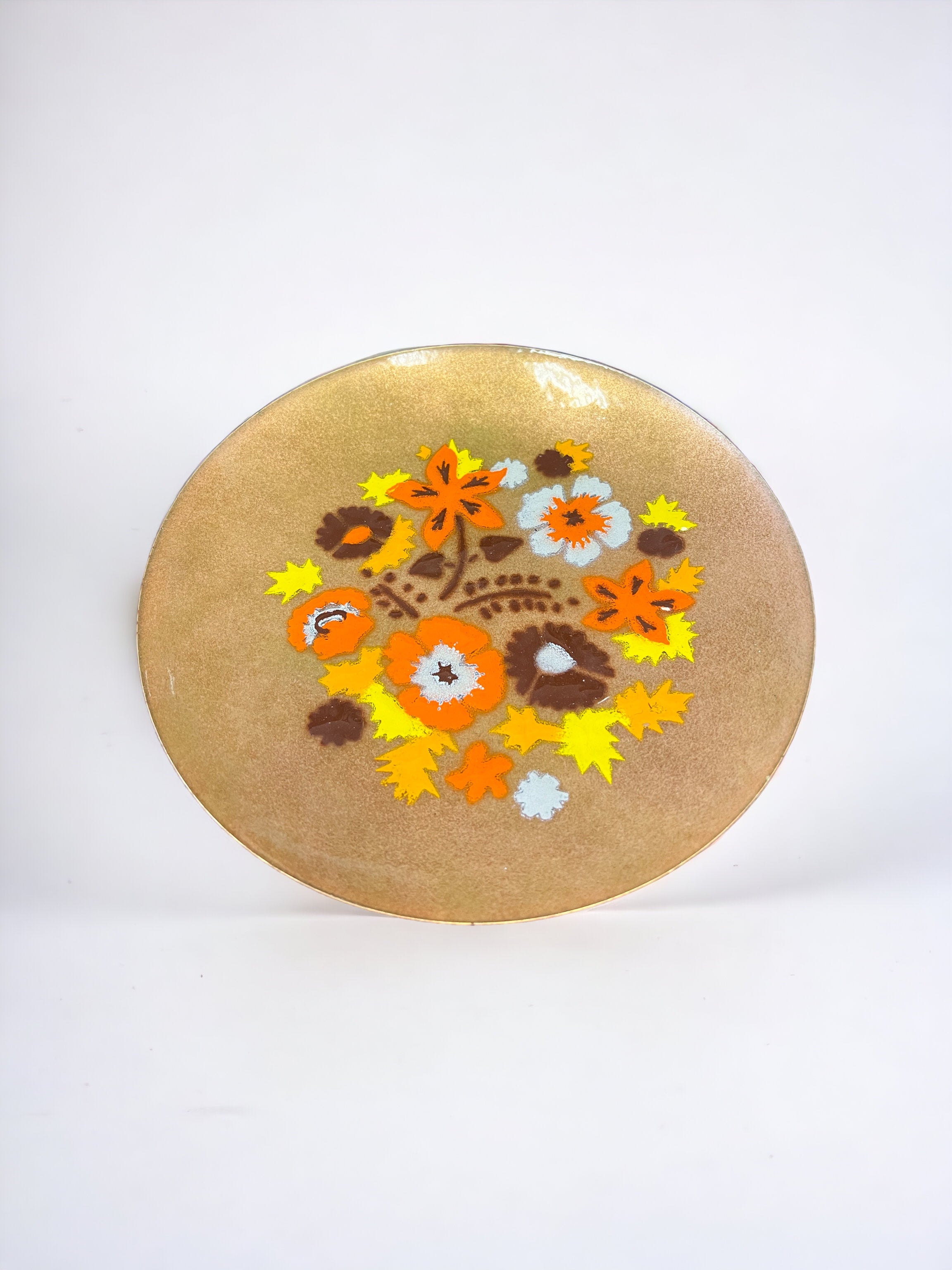 “Annemarie Davidson” Copper Large Floral Enamel Plate