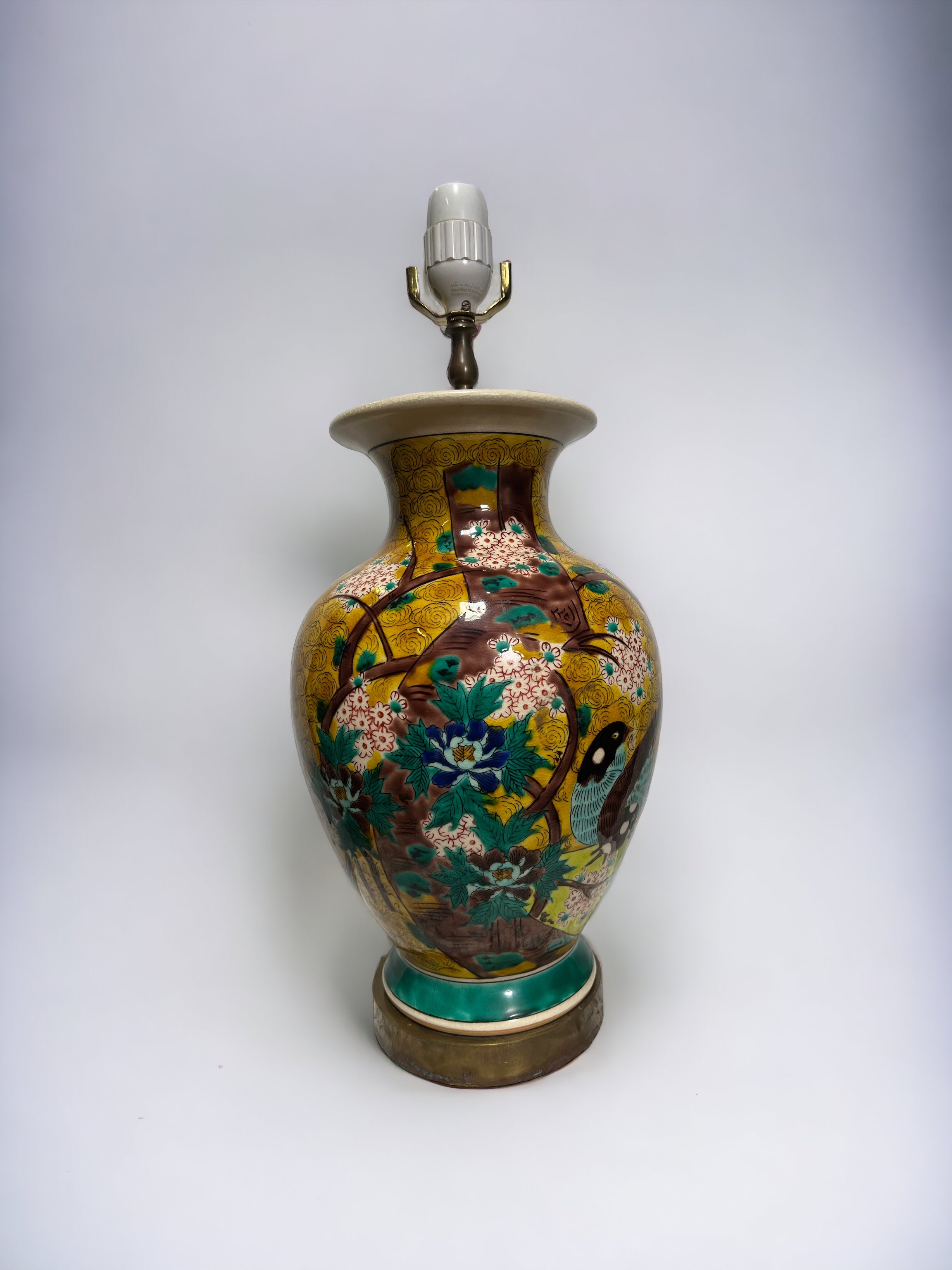 Yellow Asian Hand Painted Lamp