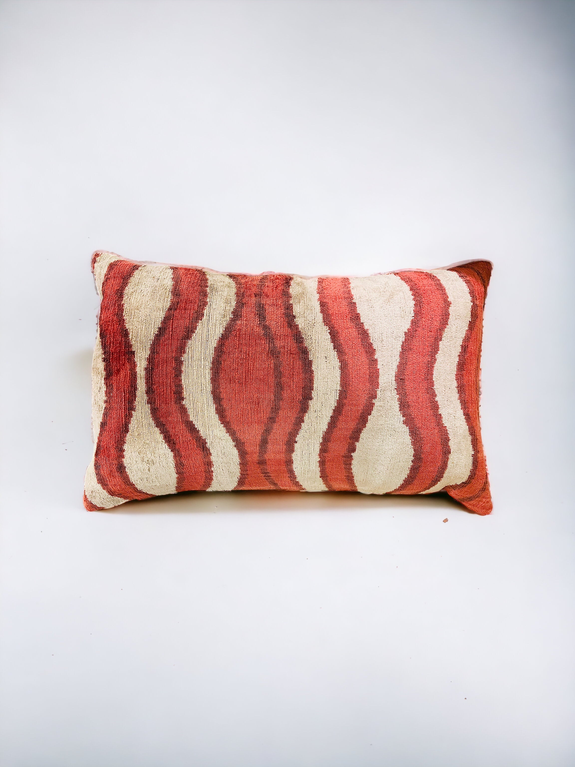 Red And Cream Ikat Pillow