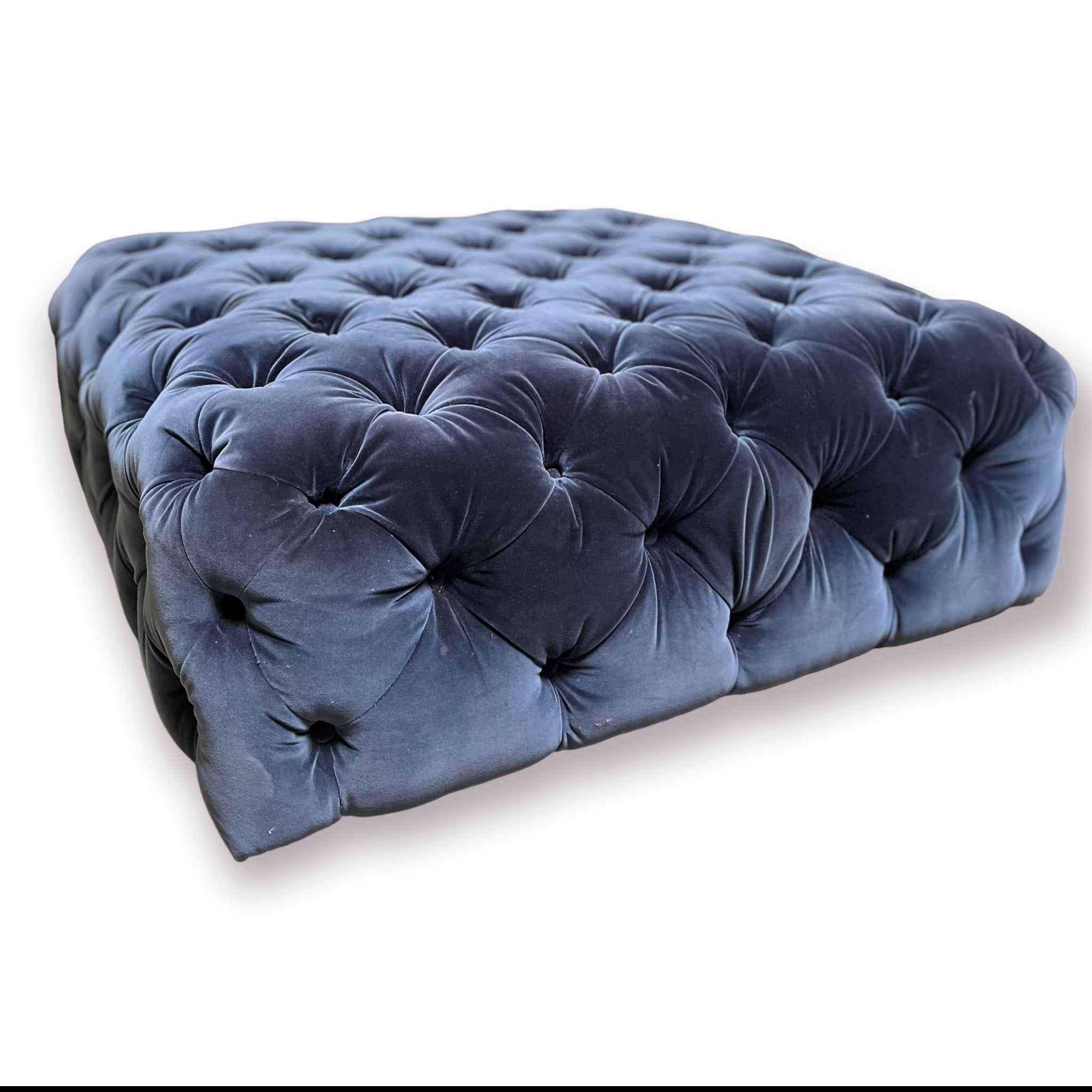 Navy Pin cushion Velvet  Ottoman (sold)