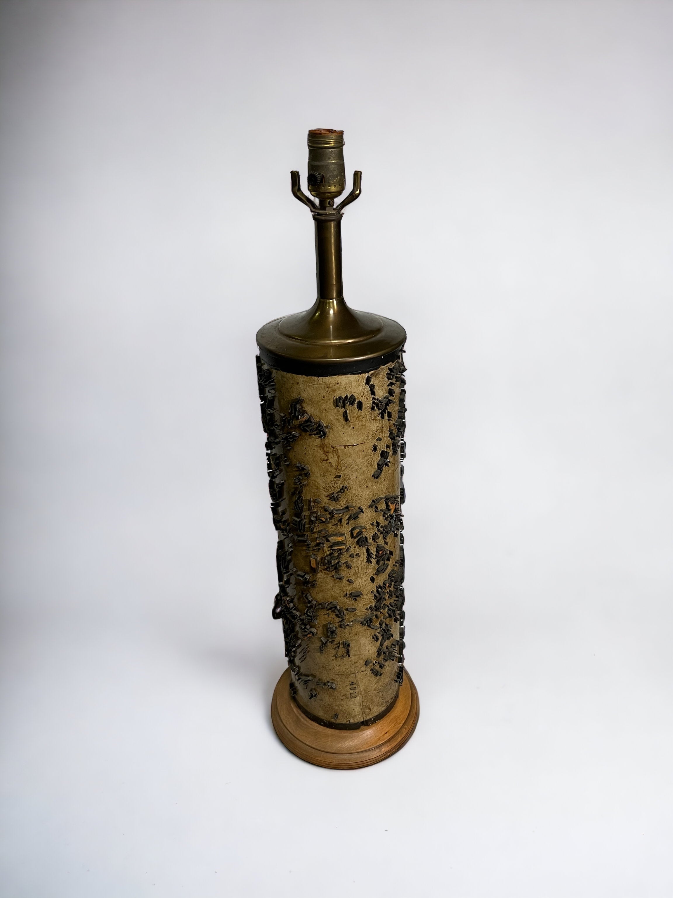 Brown Floral Wooden Wallpaper Roller Lamp