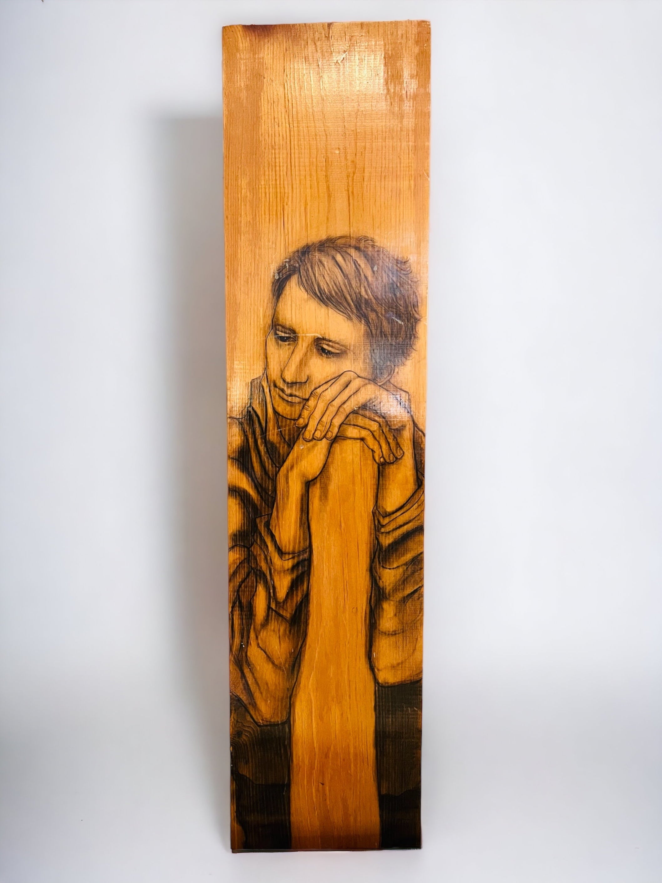 “Thinking Man” Wood Mural (Vintage)